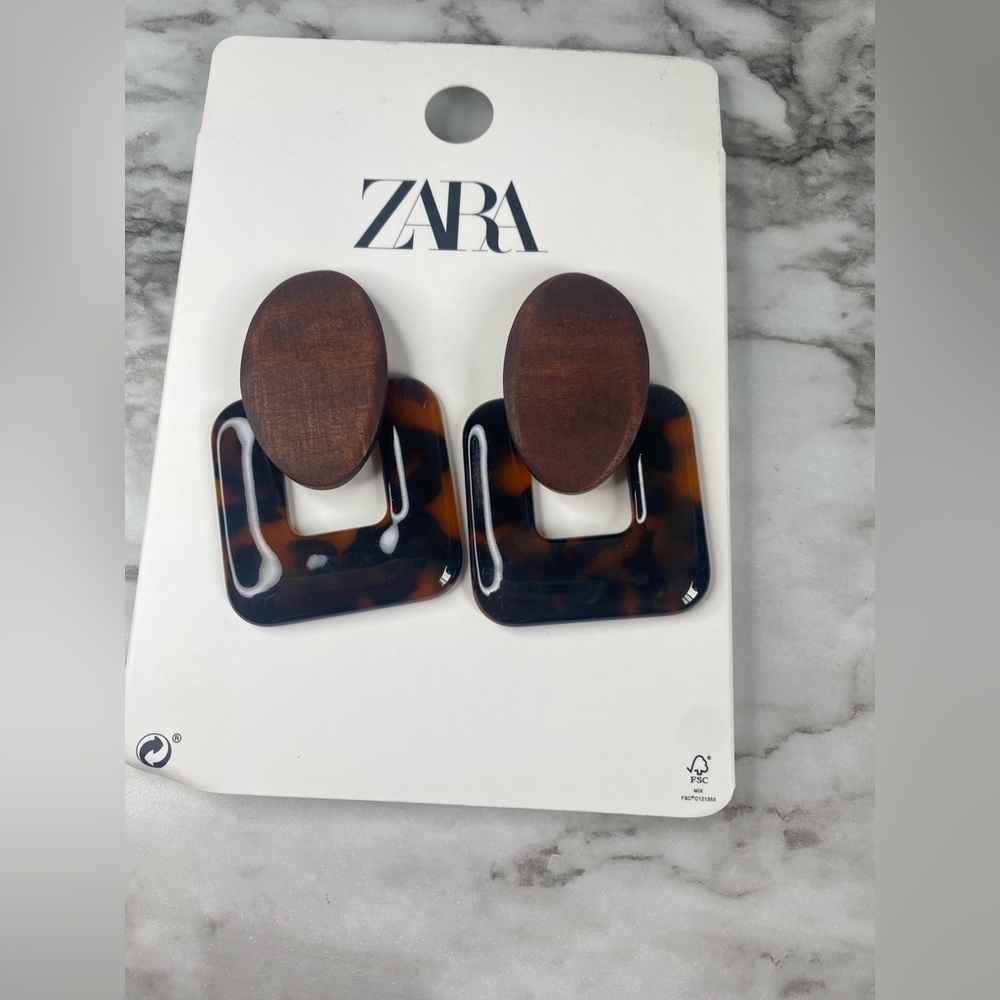 BNWT Zara Brown and Tortoiseshell Earrings - Picture 4 of 7